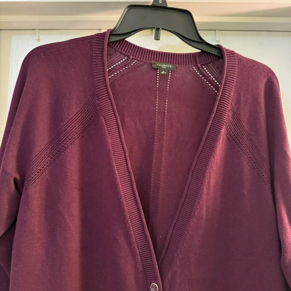 Talbots Plus Purple Long Sleeve Cardigan - Picture 2 of 8